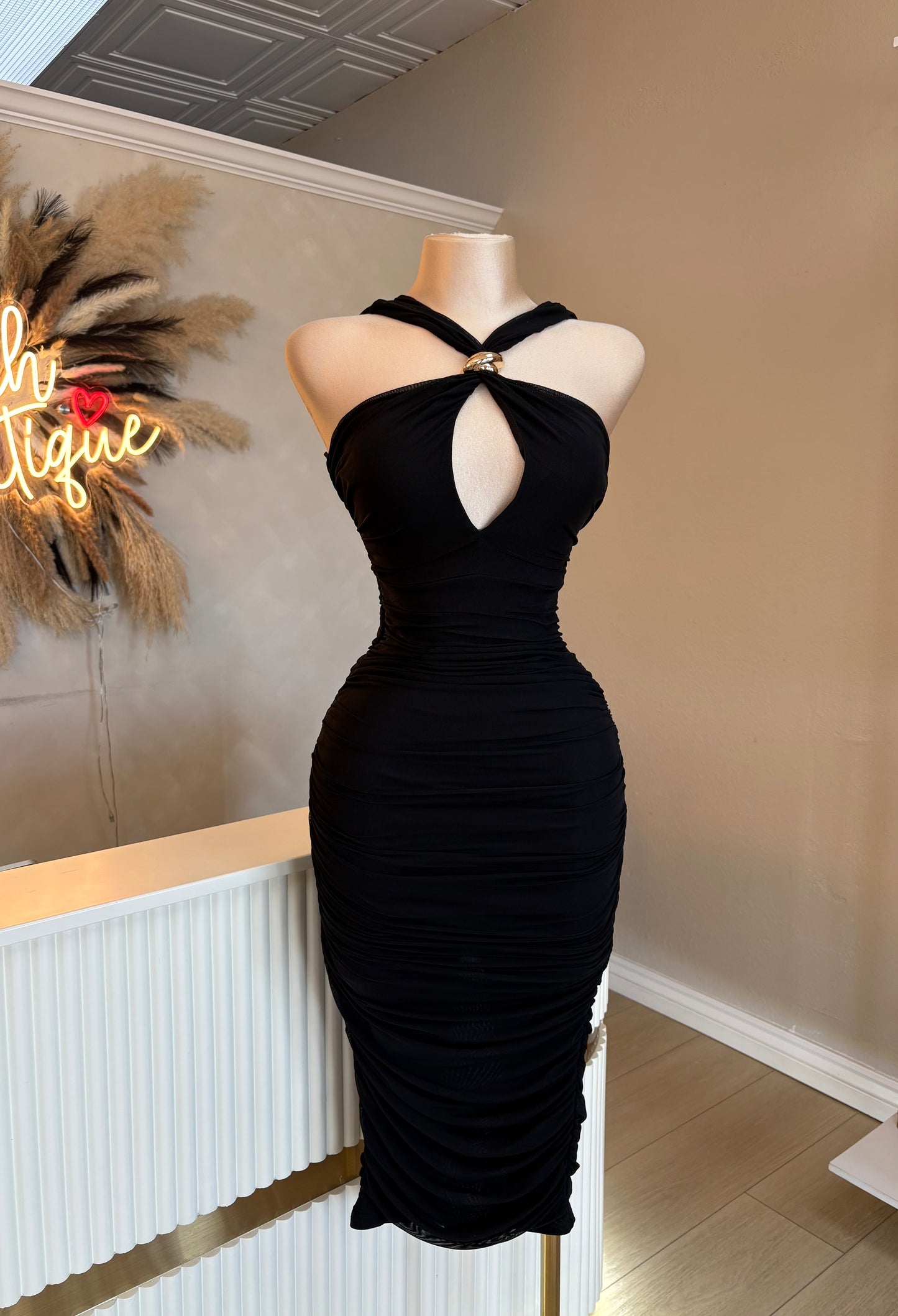 Halter neck midi dress