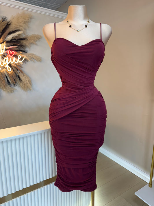Gabriela midi dress (burgundy)
