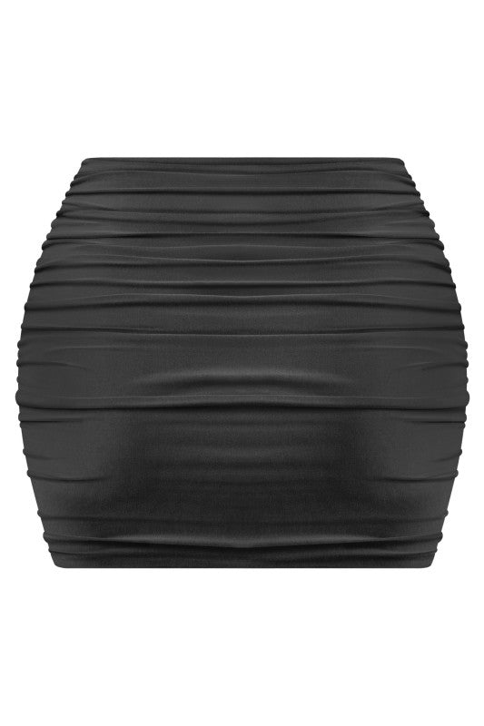 Ruched high waisted skirt (black)