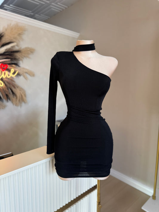 One shoulder dress (black)