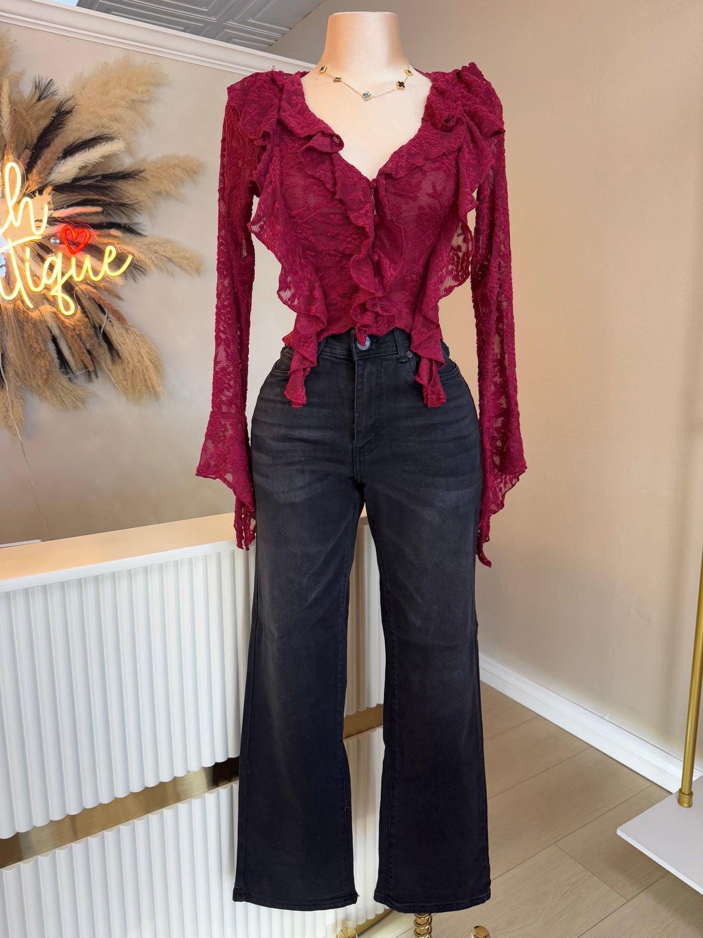 Burgundy lace top