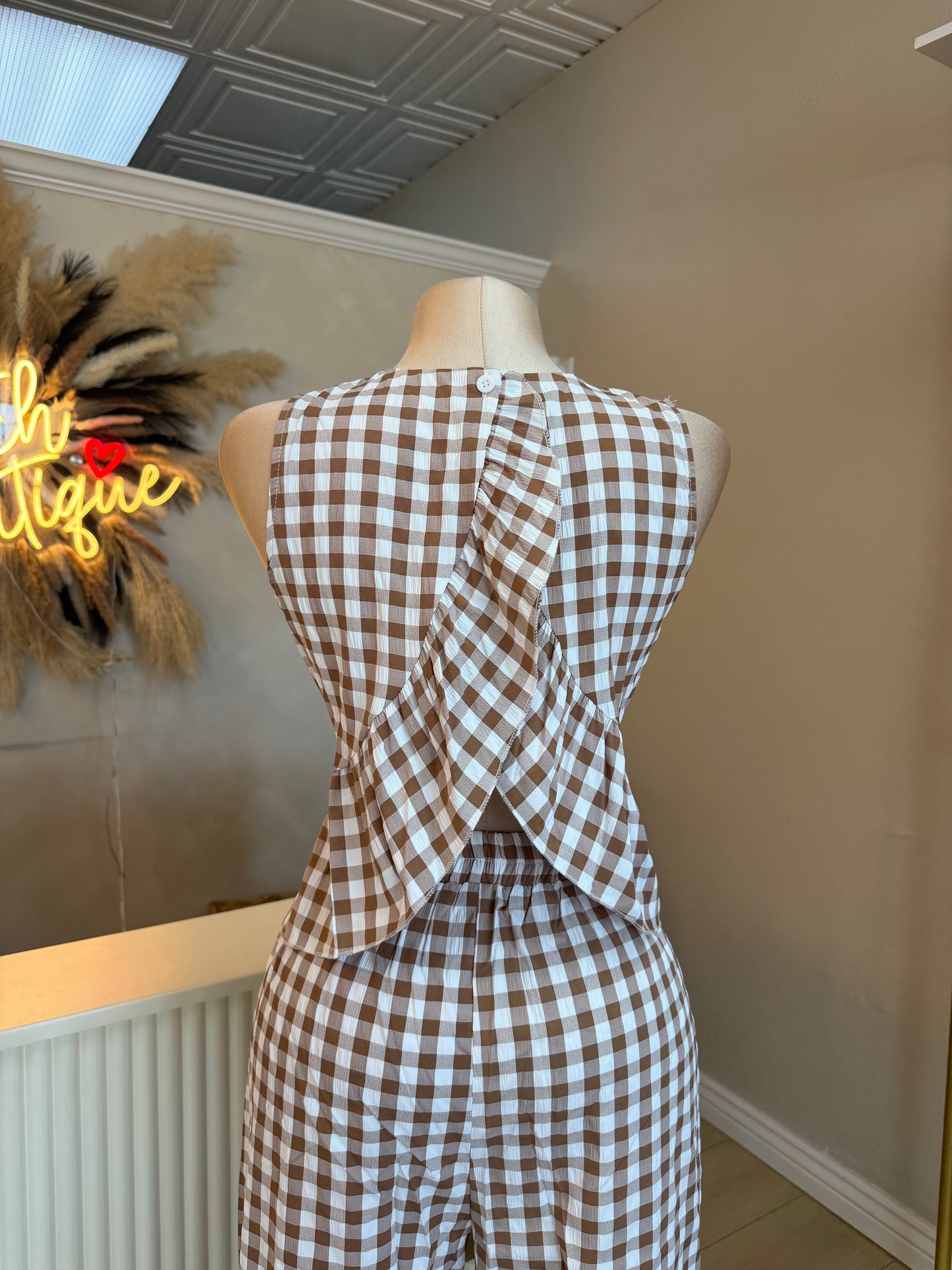 Gingham ruffle pants set (2 colors)