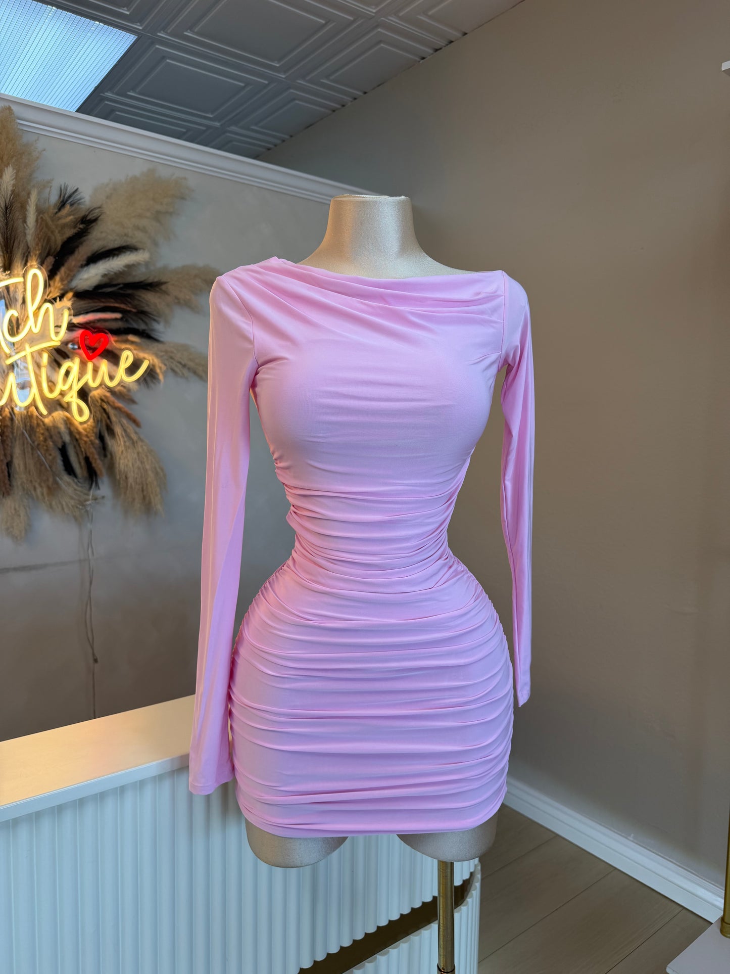 Pink long sleeve dress