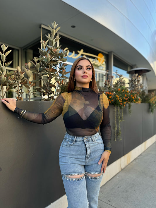 Mesh body suit (yellow tones)