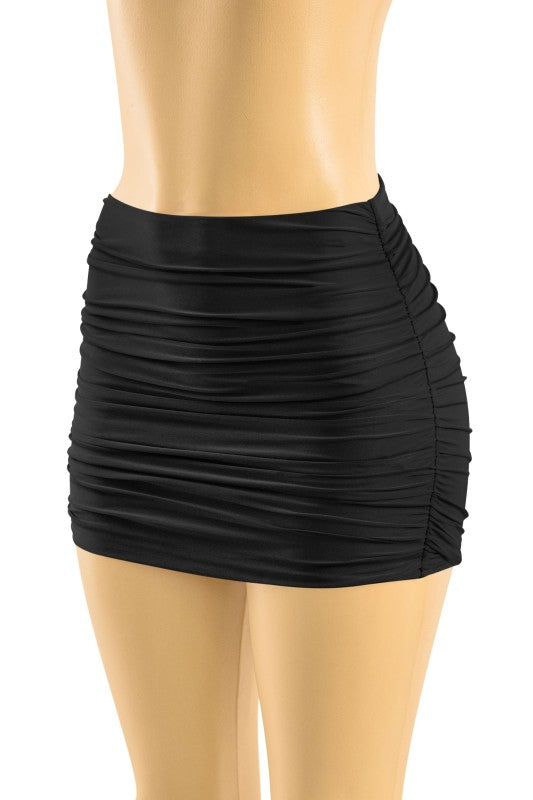 Ruched high waisted skirt (black)