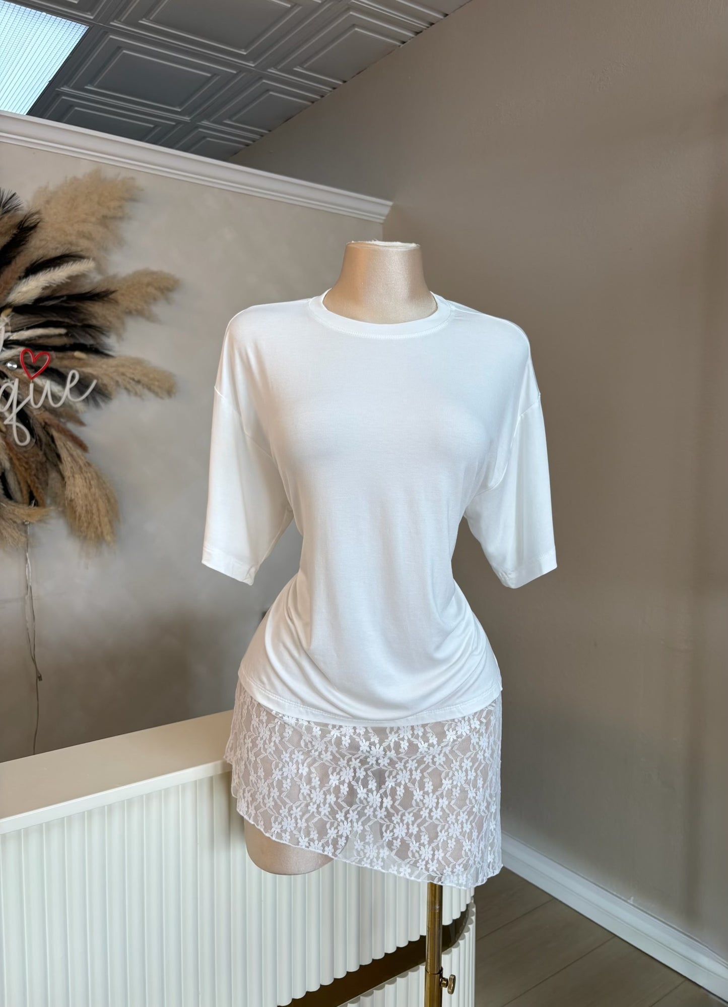 Asymmetrical lace tee