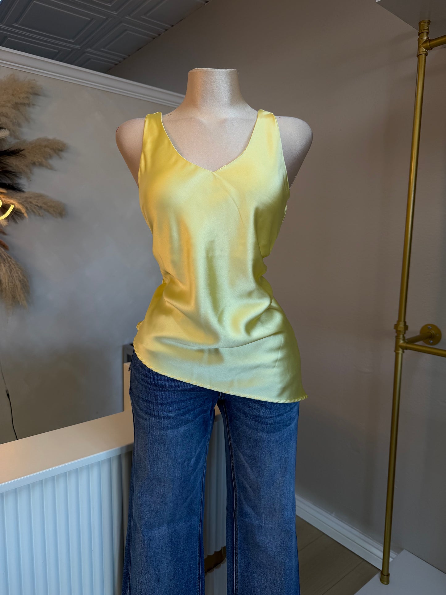 Asymmetrical satin top