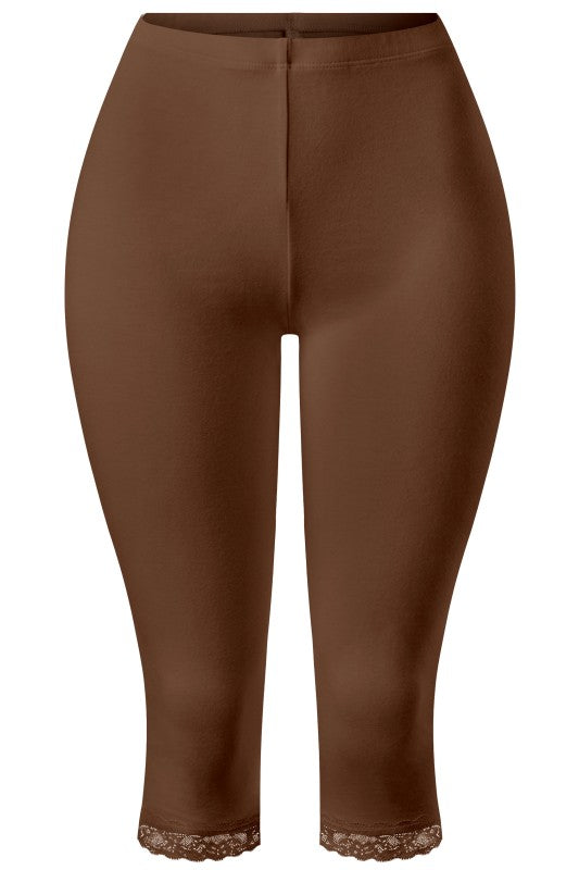 Capri leggings with lace detail
