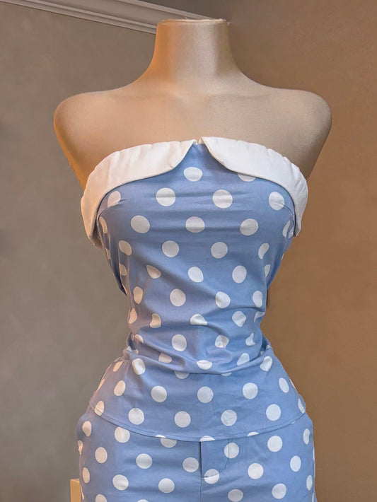Polka dot strapless top