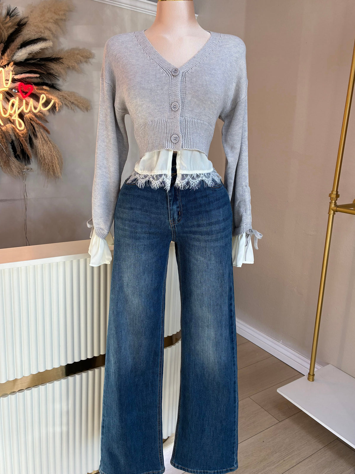 Cardigan button up with lace