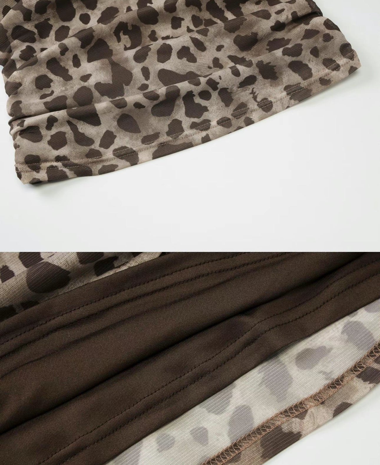 Animal print mesh top