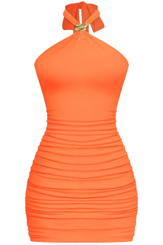 Tangerine halter dress