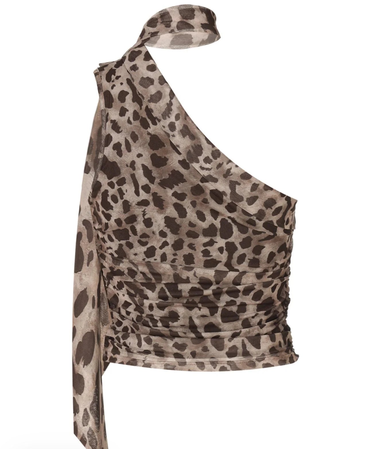 Animal print mesh top