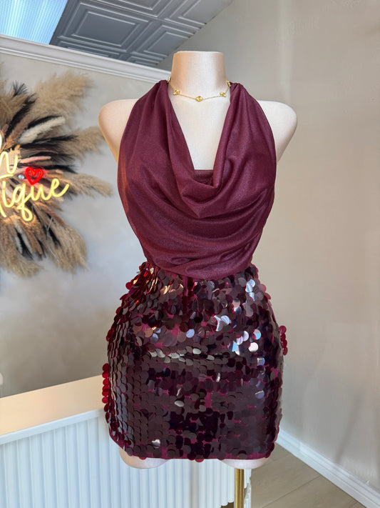 Sequin skirt (burgundy)