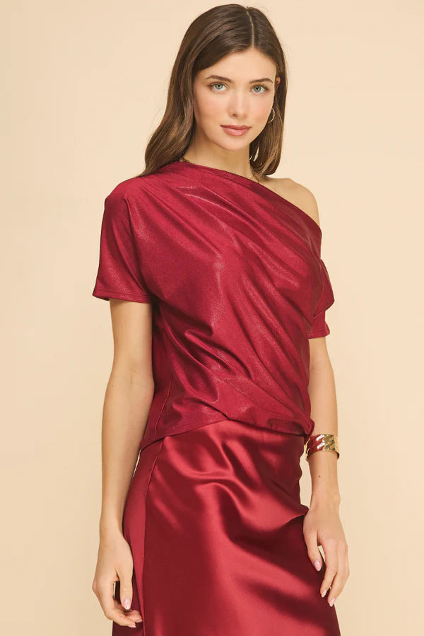 Festive off shoulder flowy top