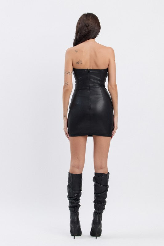 Leather zipper dress