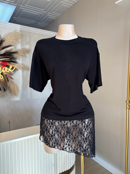 Asymmetrical lace tee