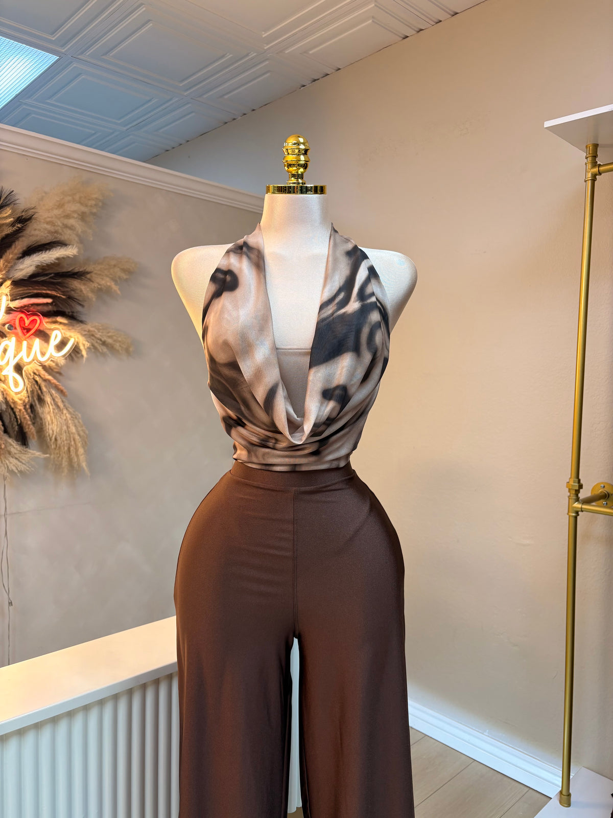 Mocha swirl bodysuit