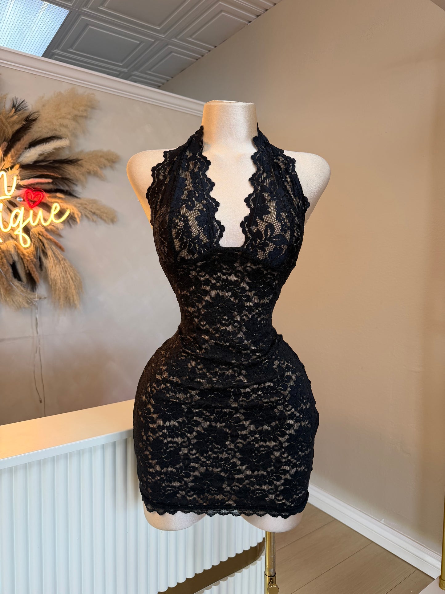 Lace halter dress