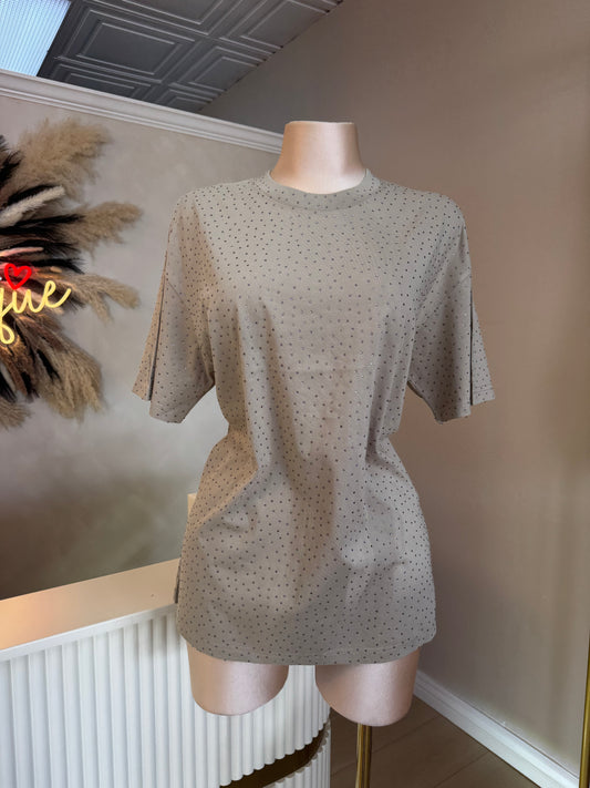 Rhinestone oversized tee (khaki)