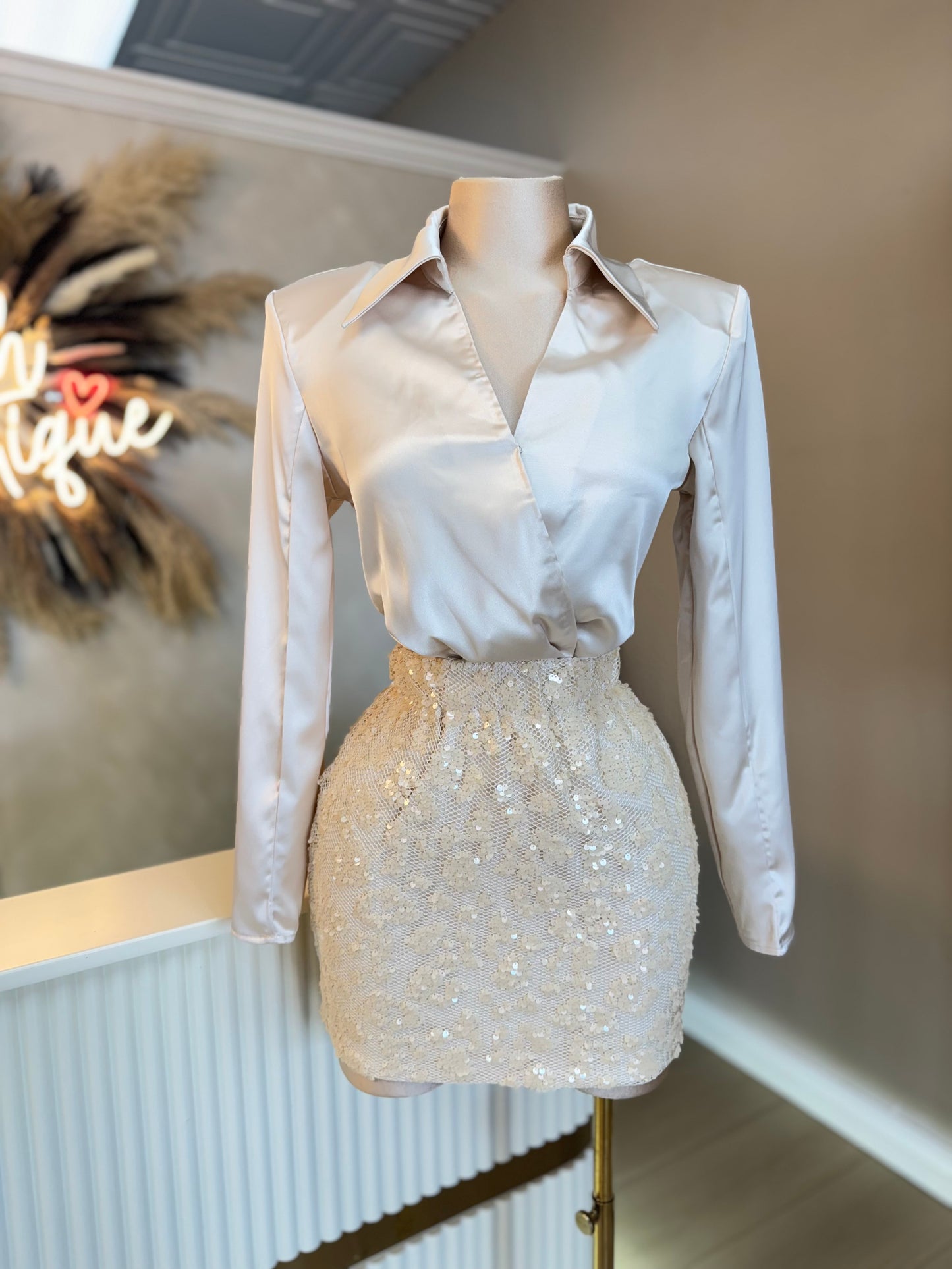 Champagne sequin skirt