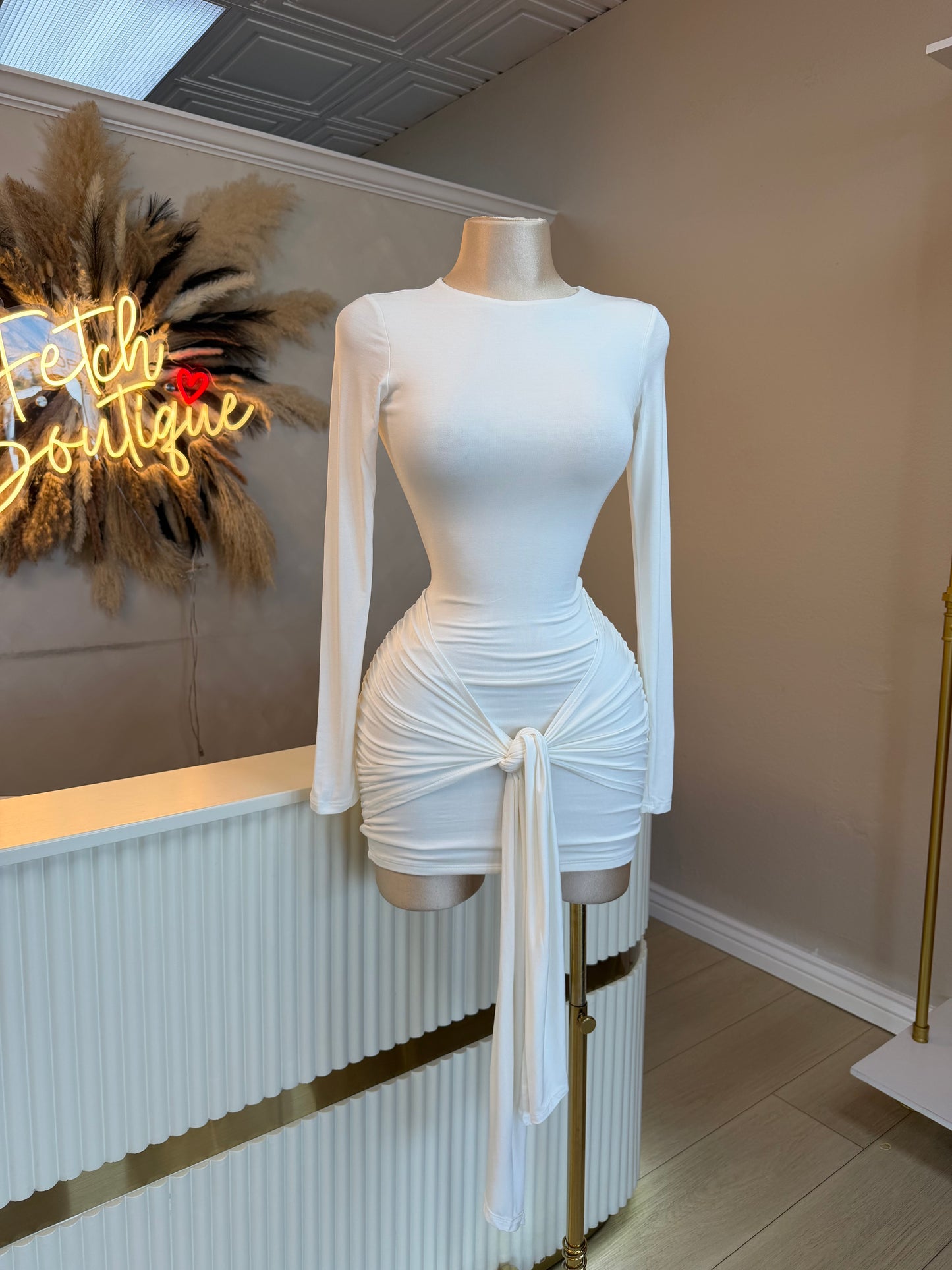 Anette white tassel dress