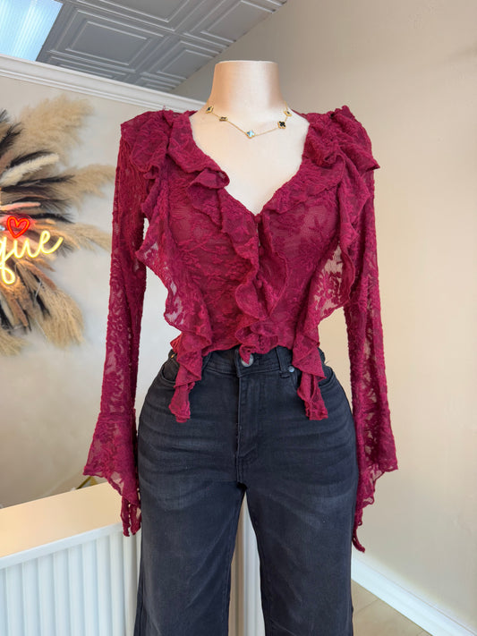 Burgundy lace top