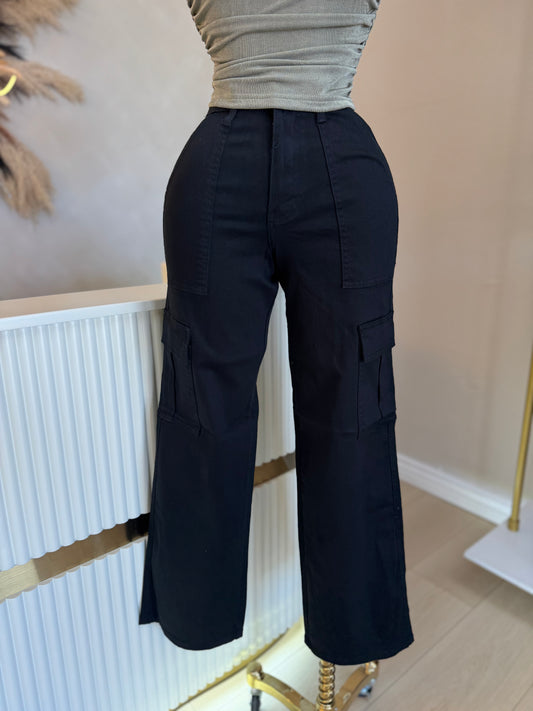 Black denim cargos