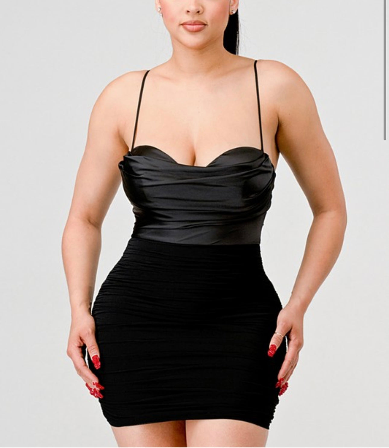 Touch of satin dress (black)
