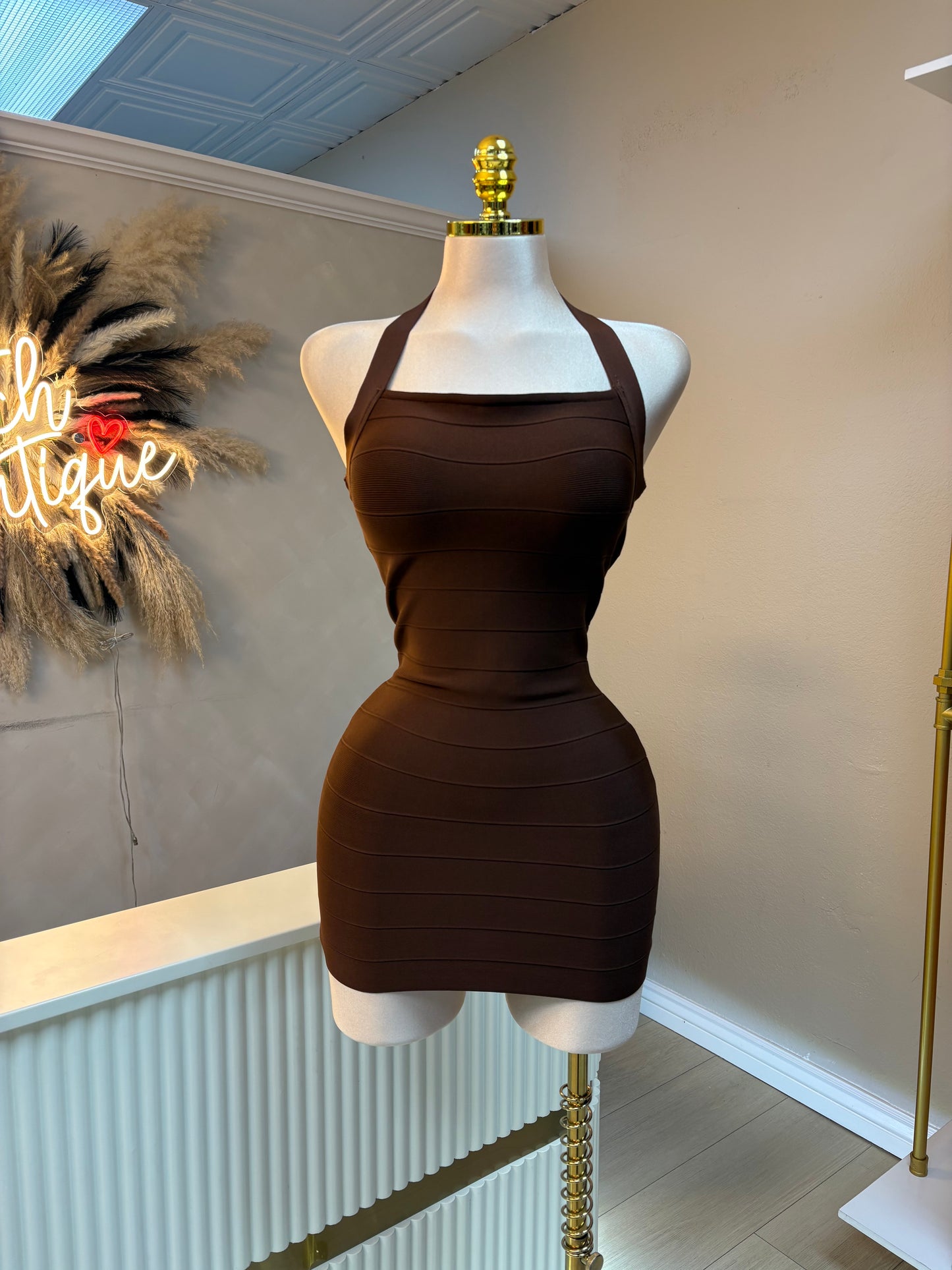 Brown bandage dress