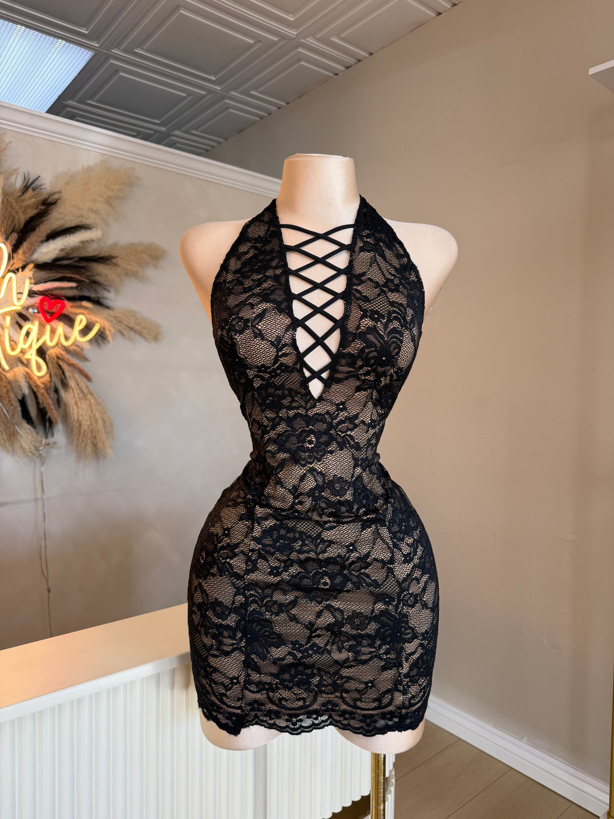 Jasmine crossover lace dress