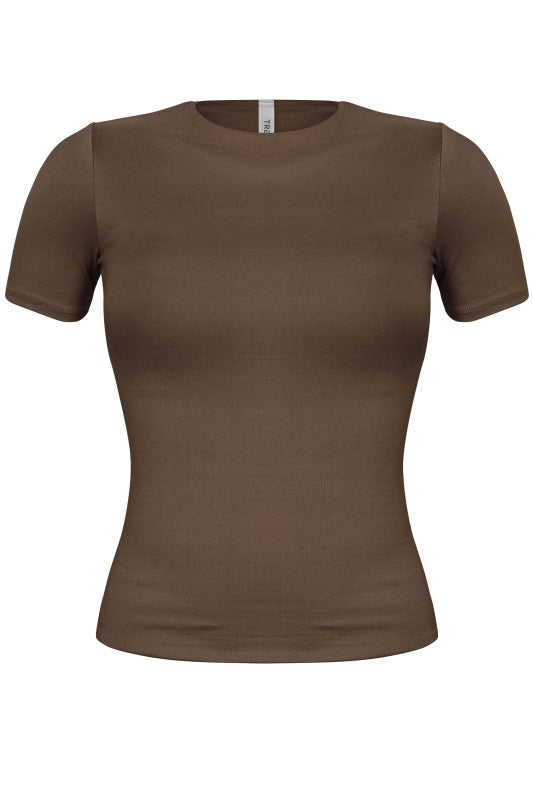 Basic silky short sleeve top