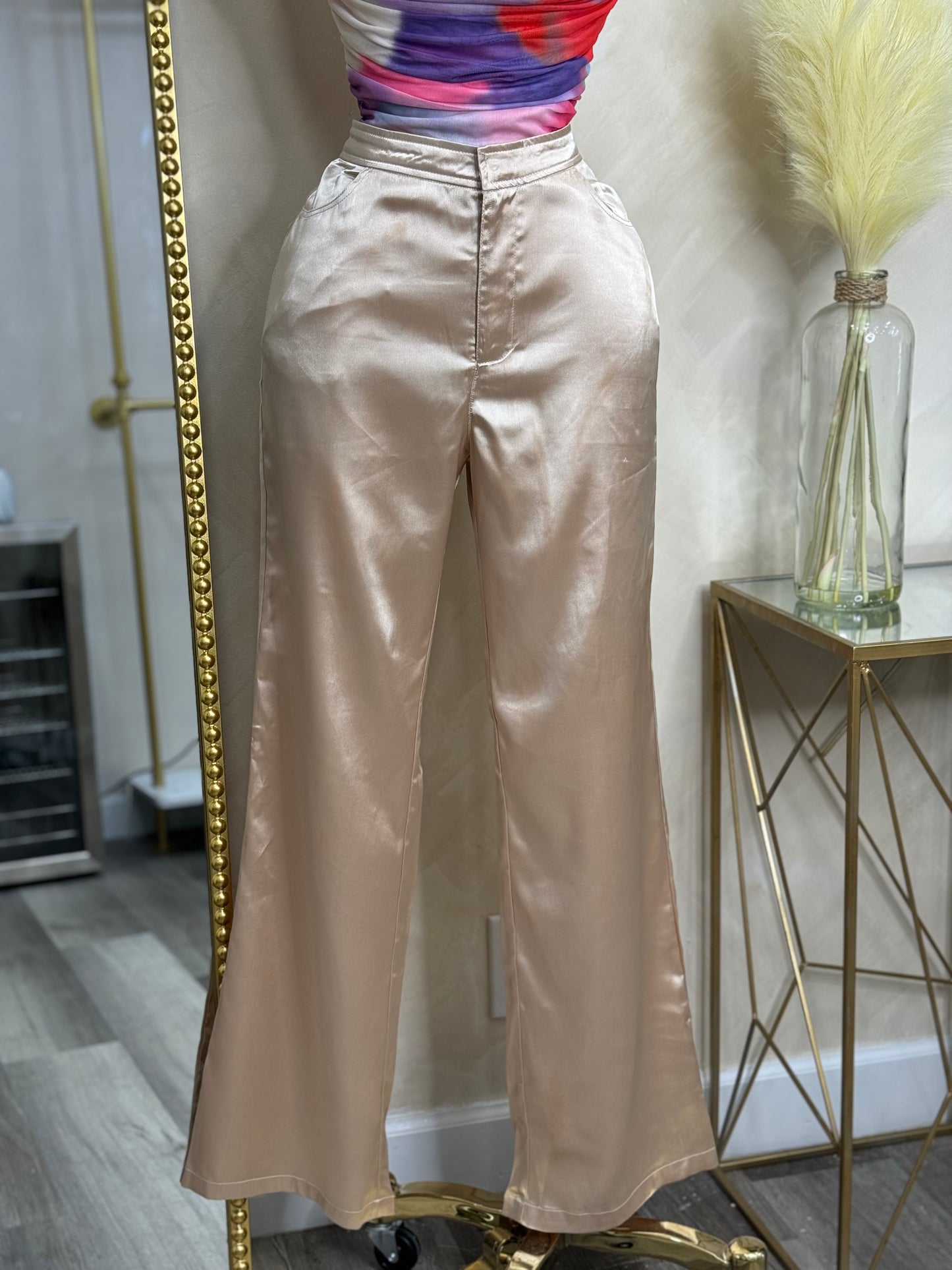 Champagne satin pants