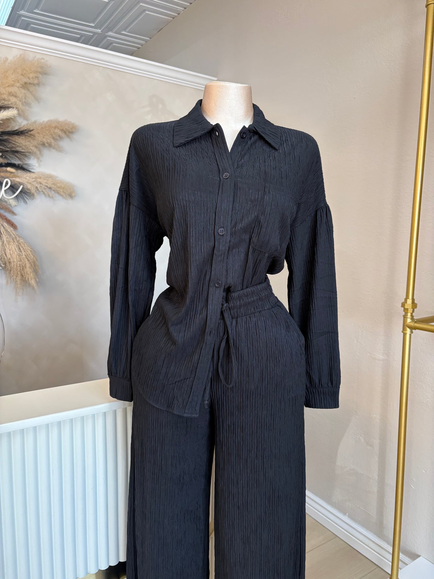 Button up crinkle set (2 colors)