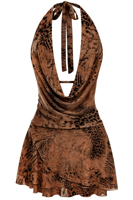 Alexa ruffle mocha dress