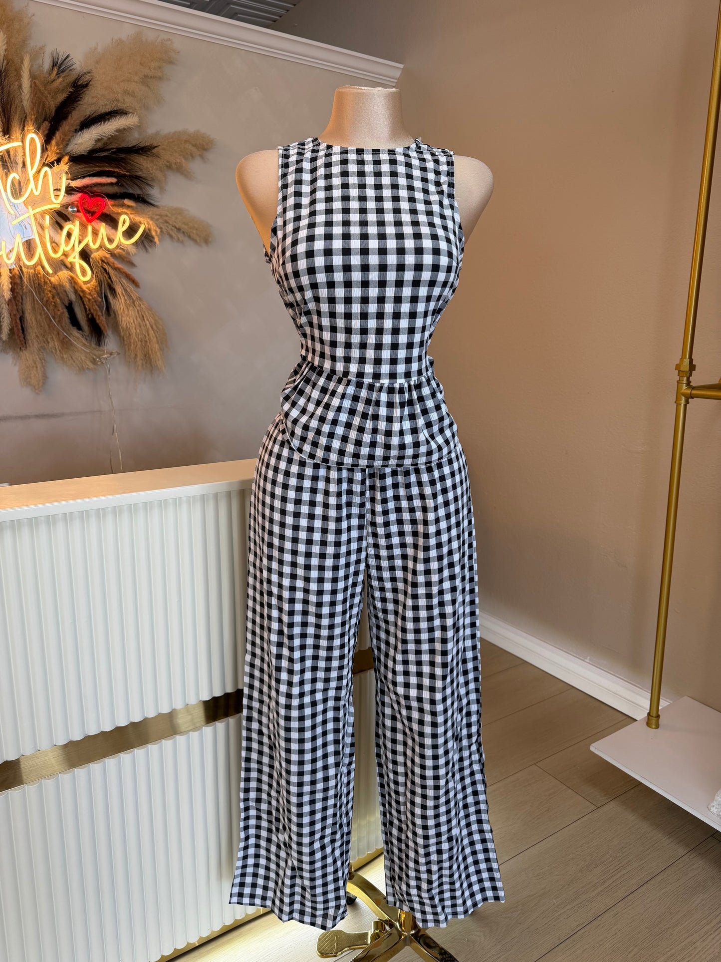 Gingham ruffle pants set (2 colors)