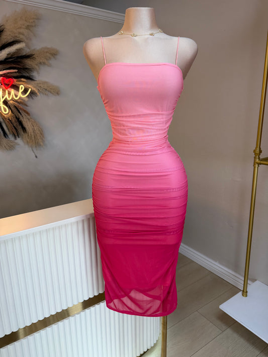 Ombre pink midi dress