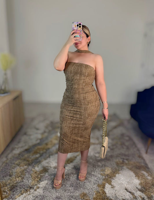 Mock neck midi dress (mocha)