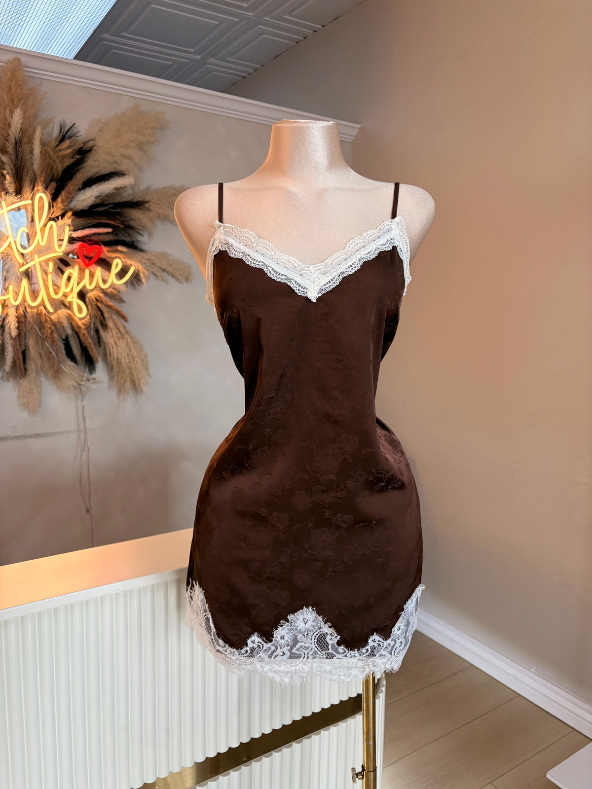 Mocha brown lace dress