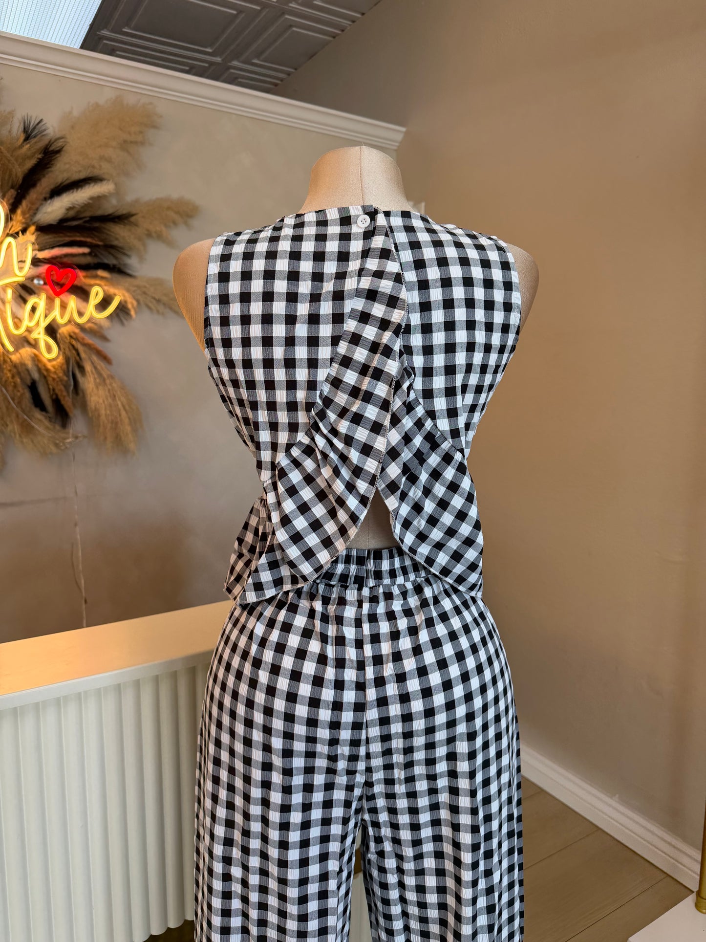Gingham ruffle pants set (2 colors)