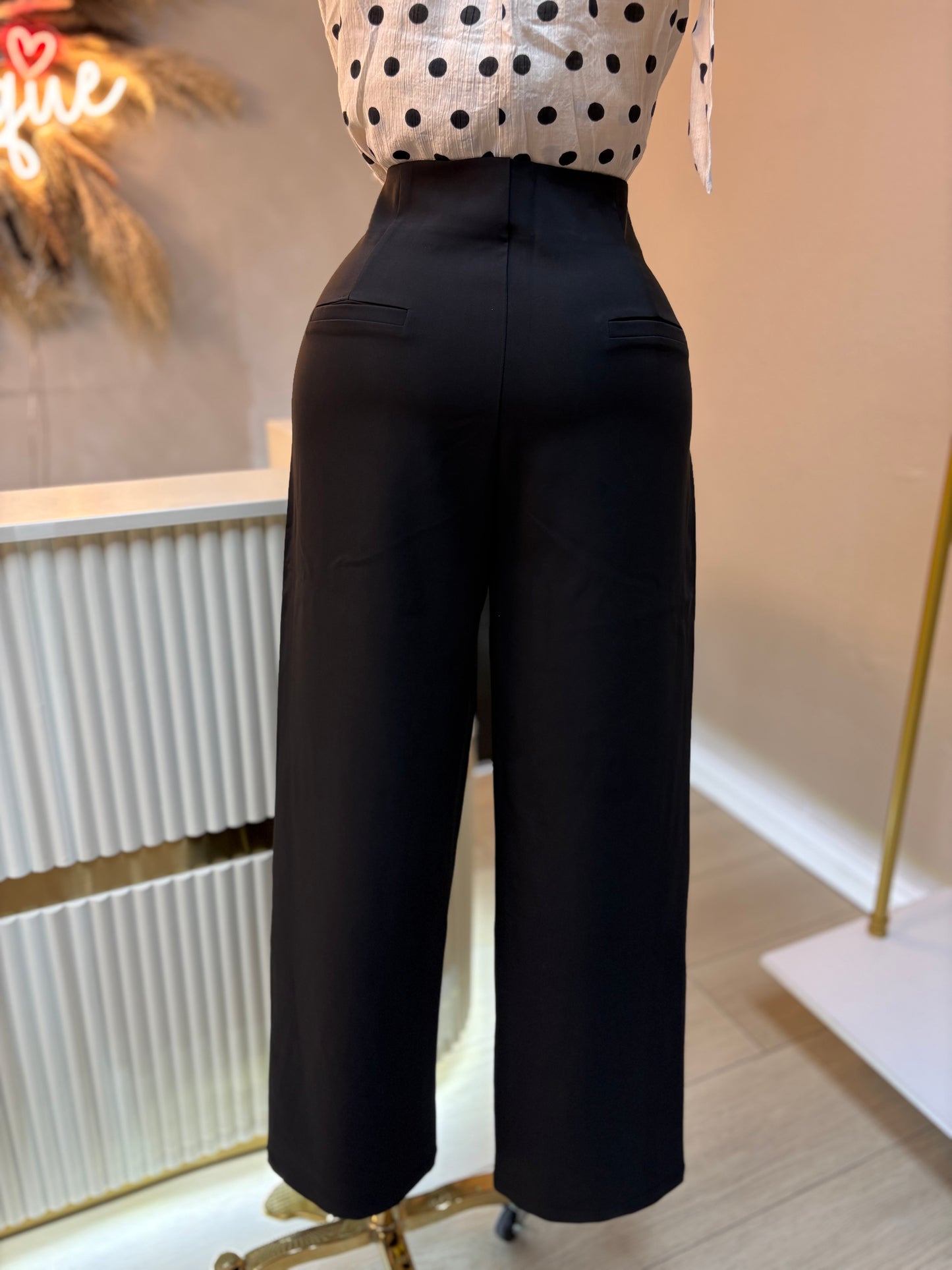 Black straight cut pants