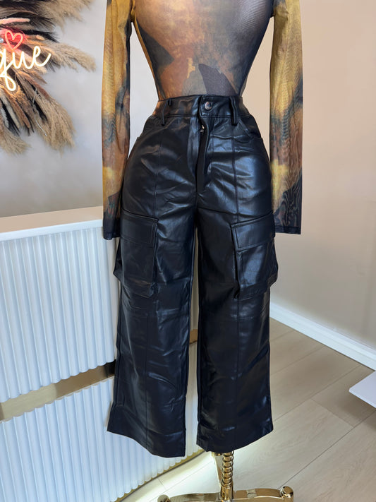 Leather cargo pants