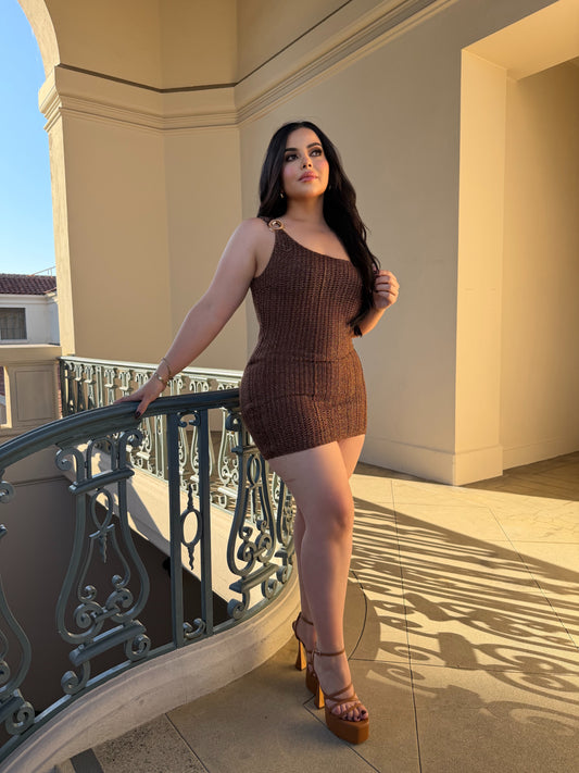 Mocha crochet dress