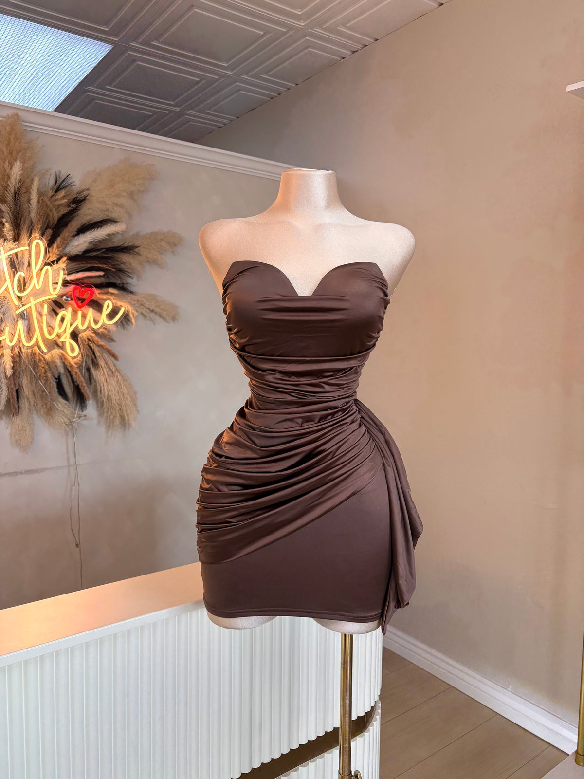 Mitchell Strapless satin dress