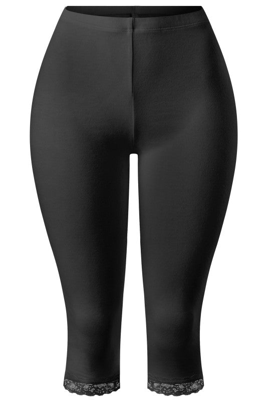 Capri leggings with lace detail