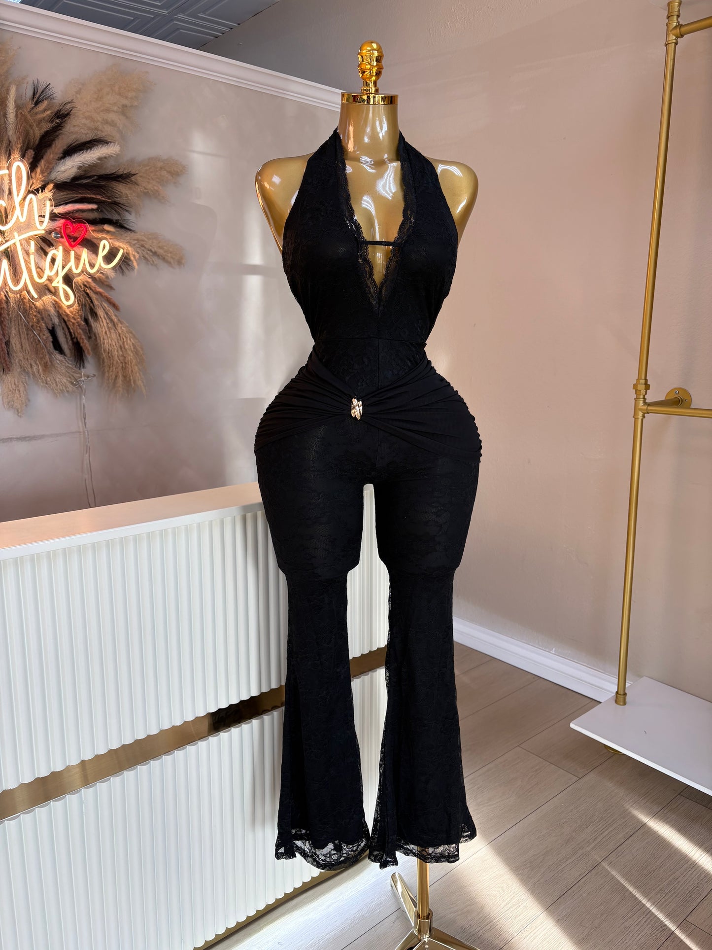 Lace halter jumpsuit