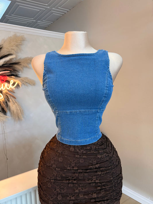 Denim tank corset