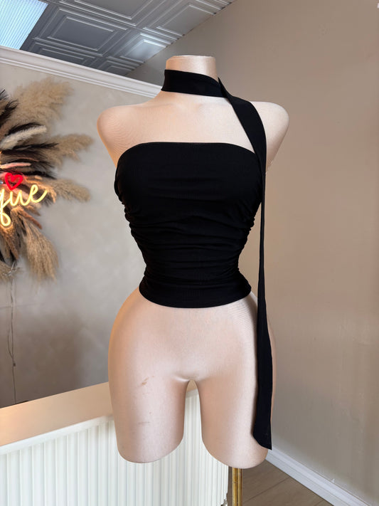 Black strapless top