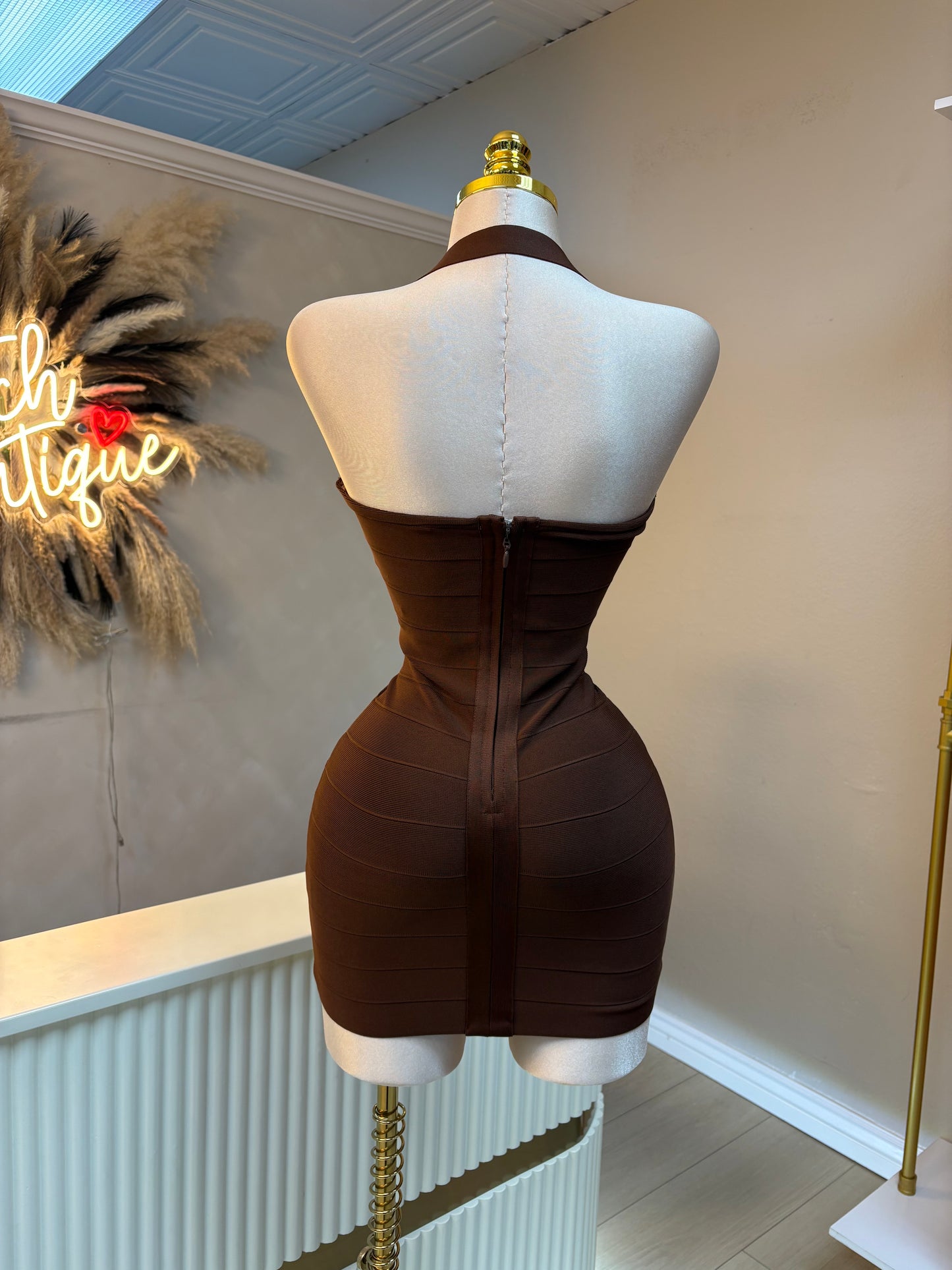 Brown bandage dress