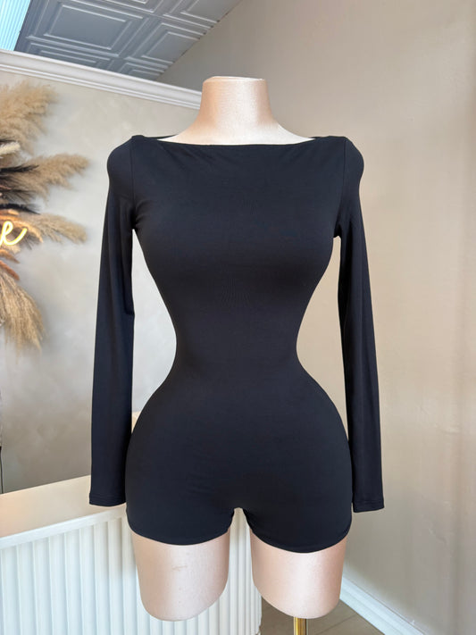 Silky romper (black)